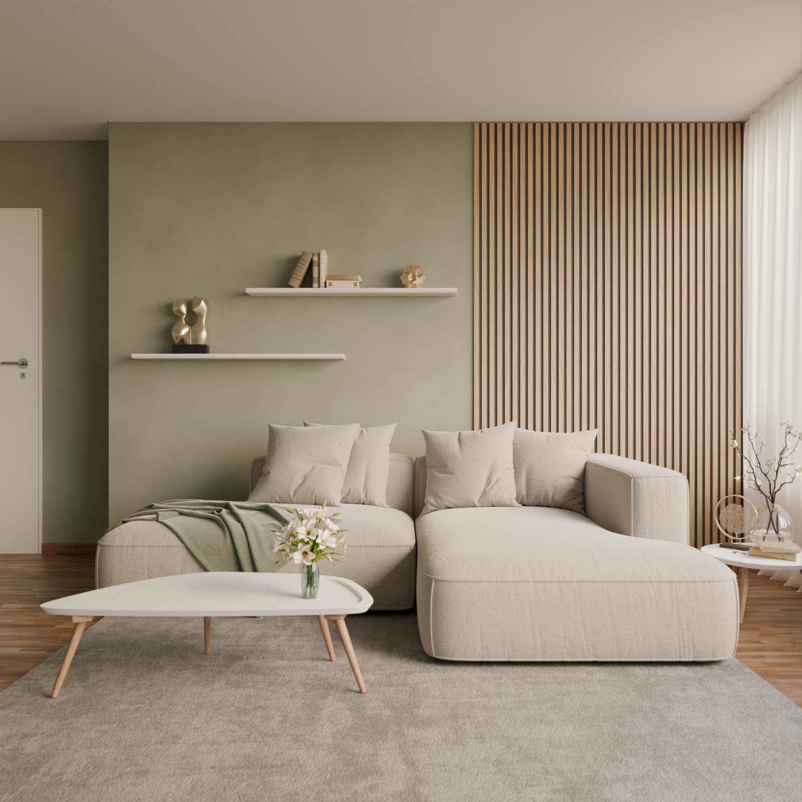 Slim Akustikpaneel Eiche Natur Trendig - Filz Schwarz - 240cm